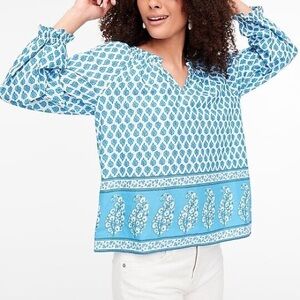 J Crew Blue Paisley Women's Top Size XS